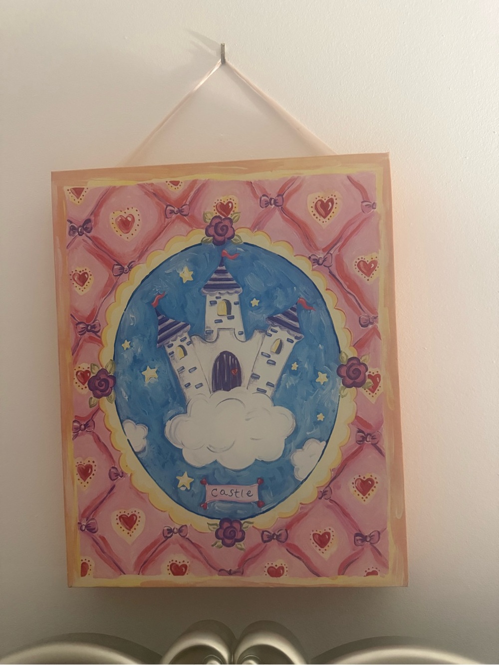 Hand painted Pink Castle Wall Art Print – Home Art
